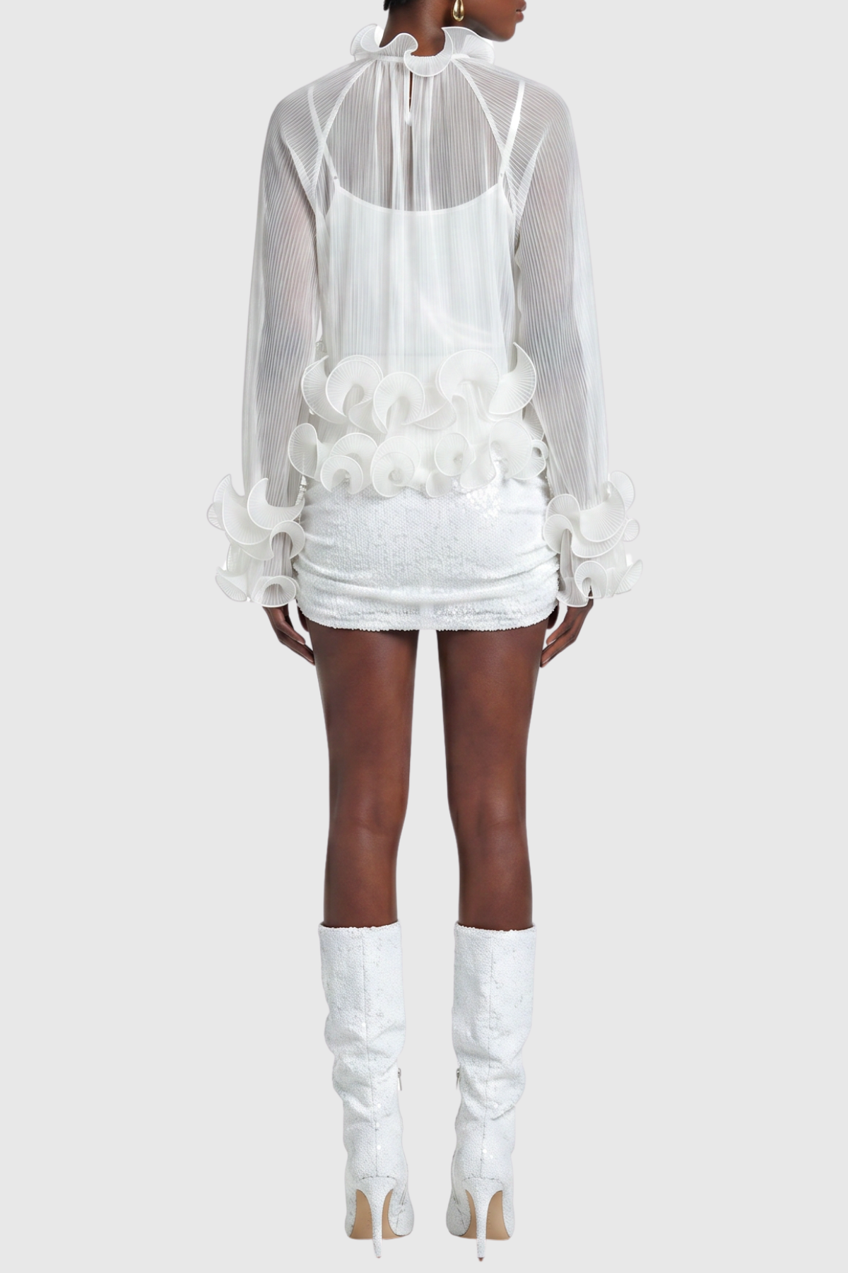 Sherah Ruffle Chiffon Blouse - White