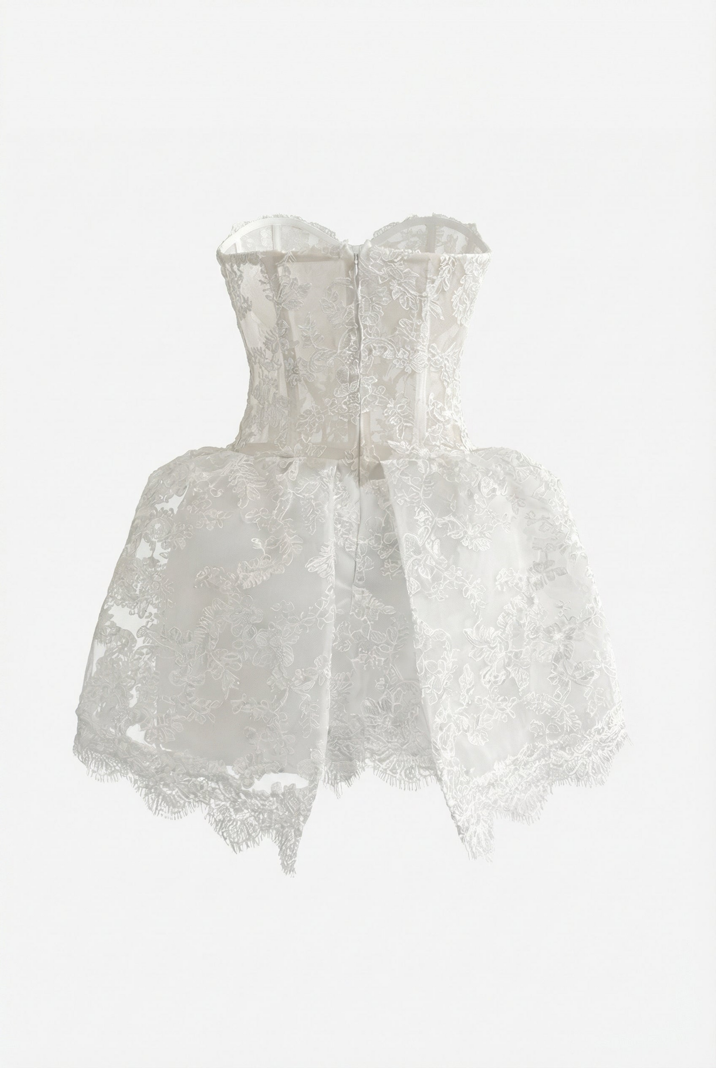 Sherida Strapless Corset Lace Mini Dress - White
