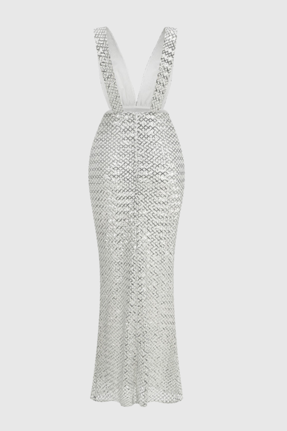 Shirina Bow Embellished Sequin Maxi Dress -Silver
