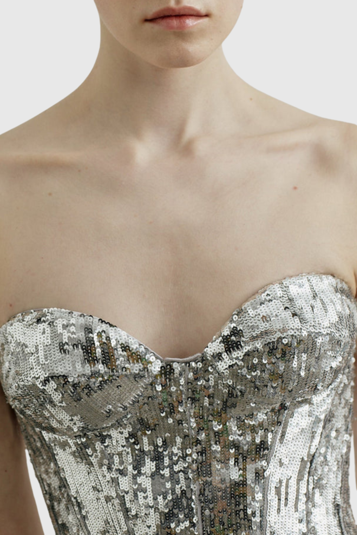 Siano Sequin Strapless Ruched Mini Dress - Silver