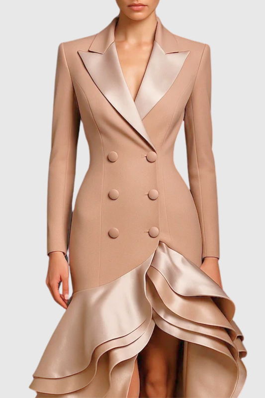 Sidonia Asymmetric Ruffle Maxi Blazer Dress