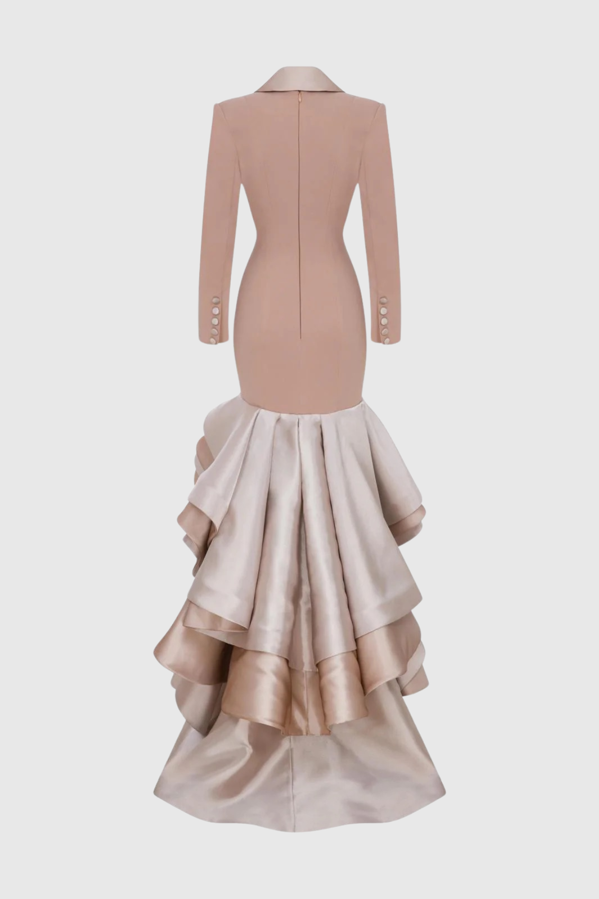 Sidonia Asymmetric Ruffle Maxi Blazer Dress