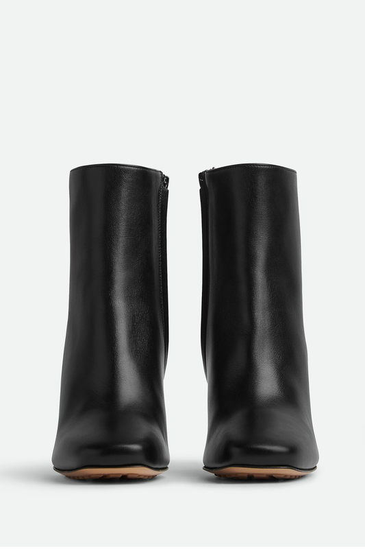 Sierrel Leather Metal Knot Ankle Boots - Black
