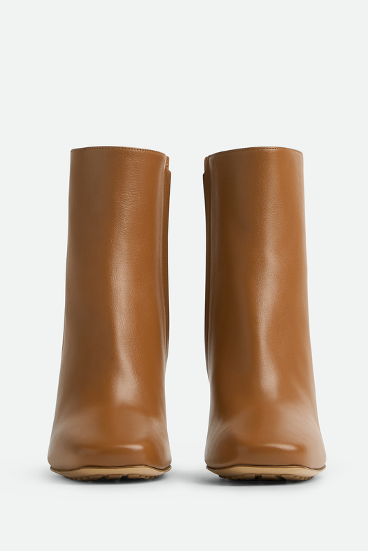 Sierrel Leather Metal Knot Ankle Boots - Brown