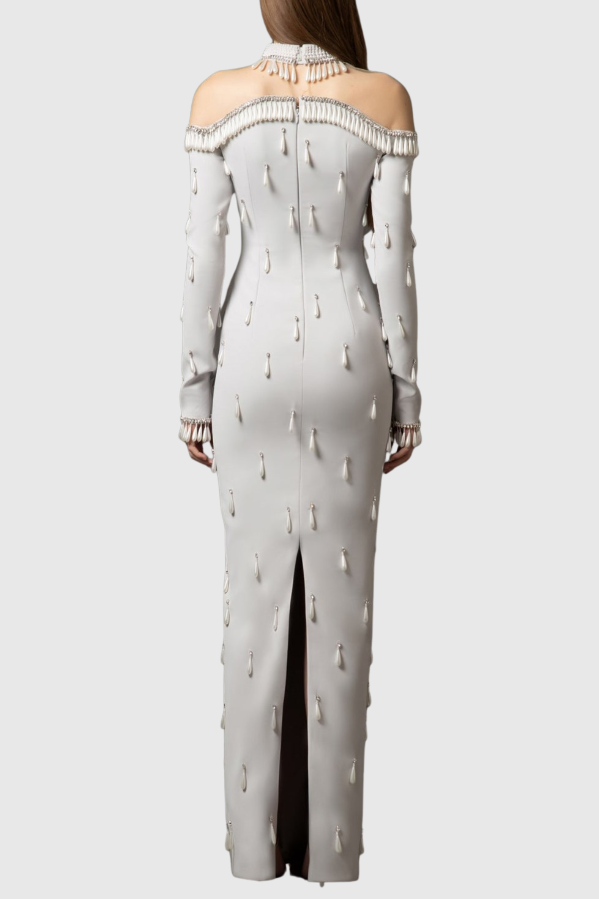 Slaia Pearl Embellished Maxi Dress - White