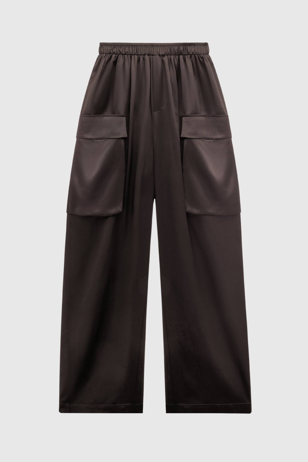 Solange Satin Cargo Pants - Brown