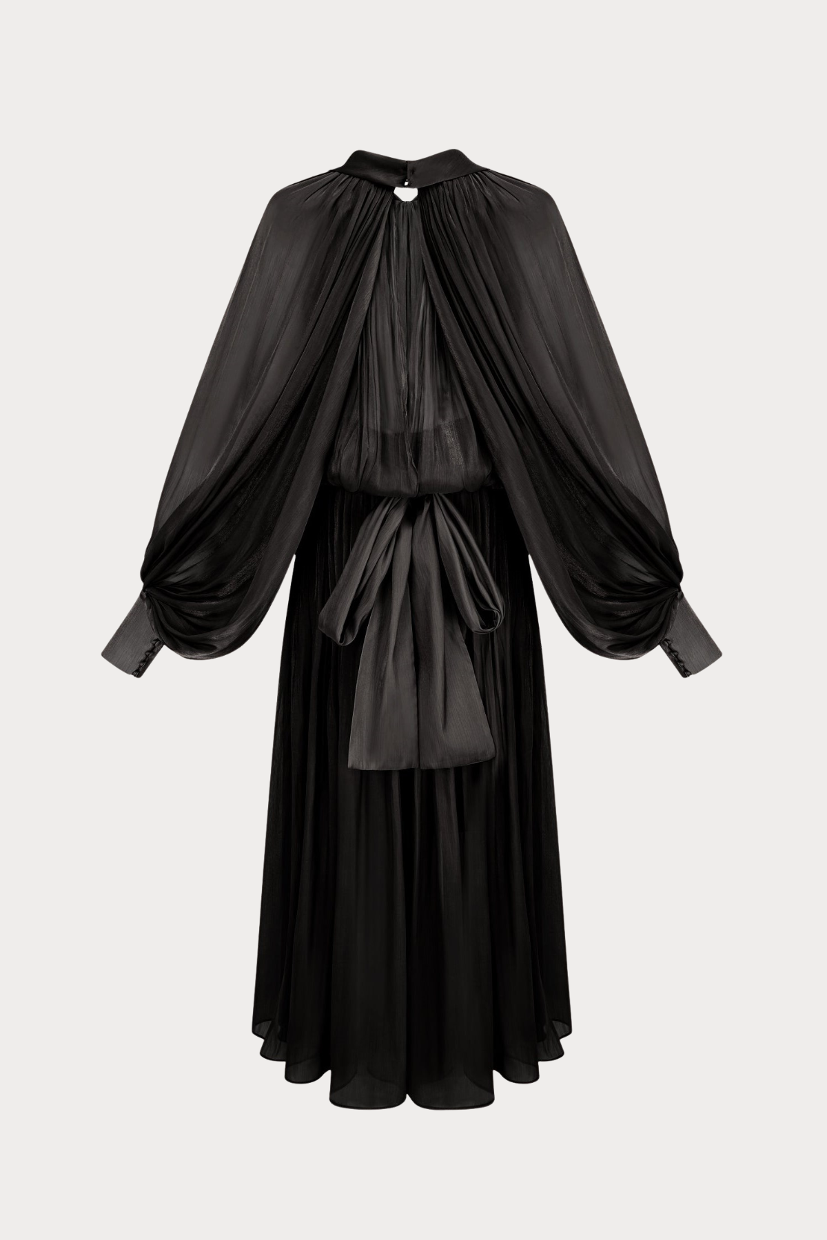 Solvia Balloon Sleeve Ruched Maxi Dress - Black