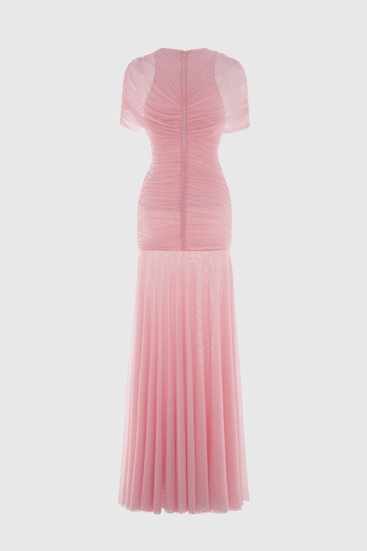 Suttoa Mesh Shawl Ruched Maxi Dress - Pink