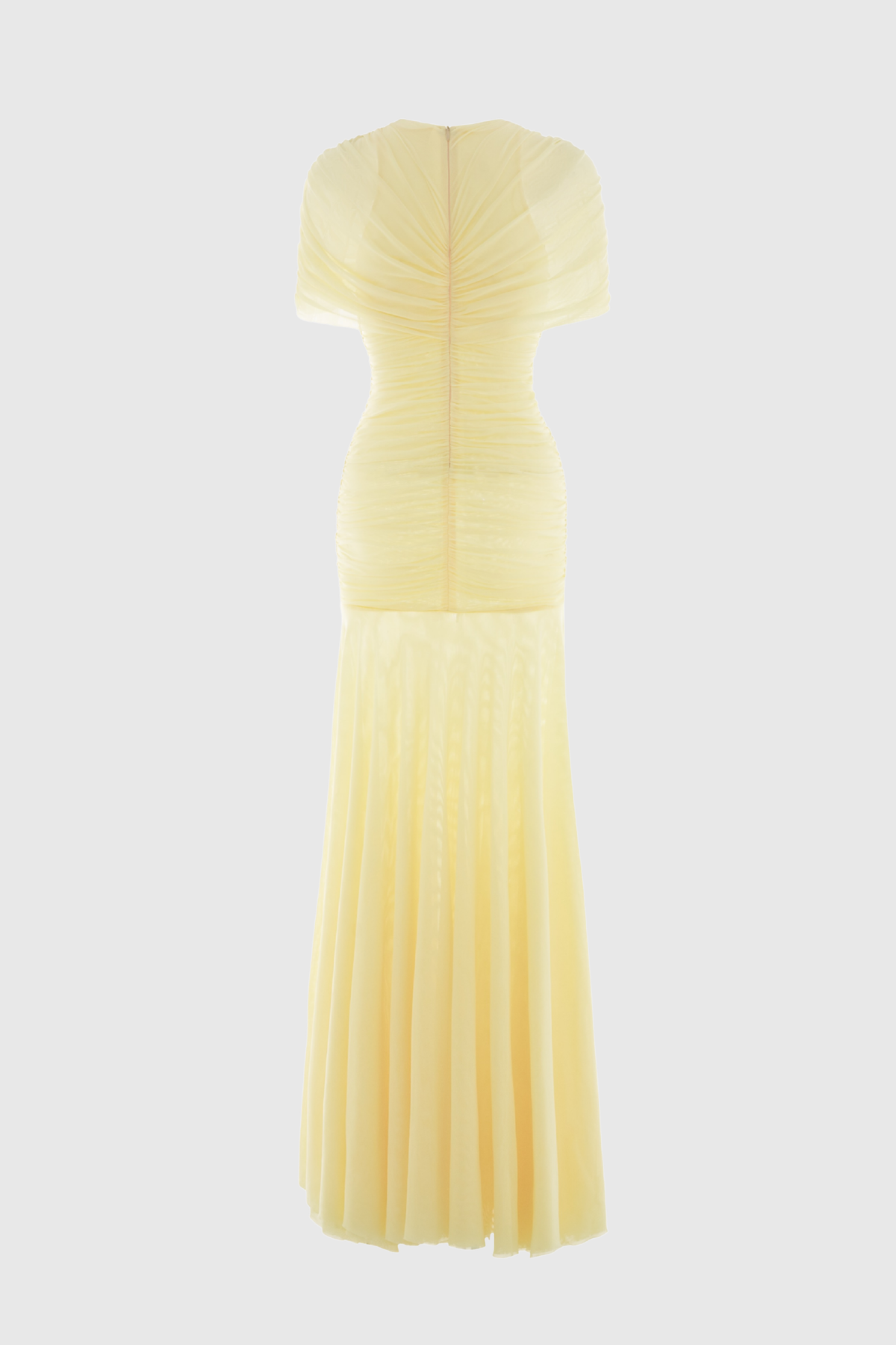 Suttoa Mesh Shawl Ruched Maxi Dress - Yellow