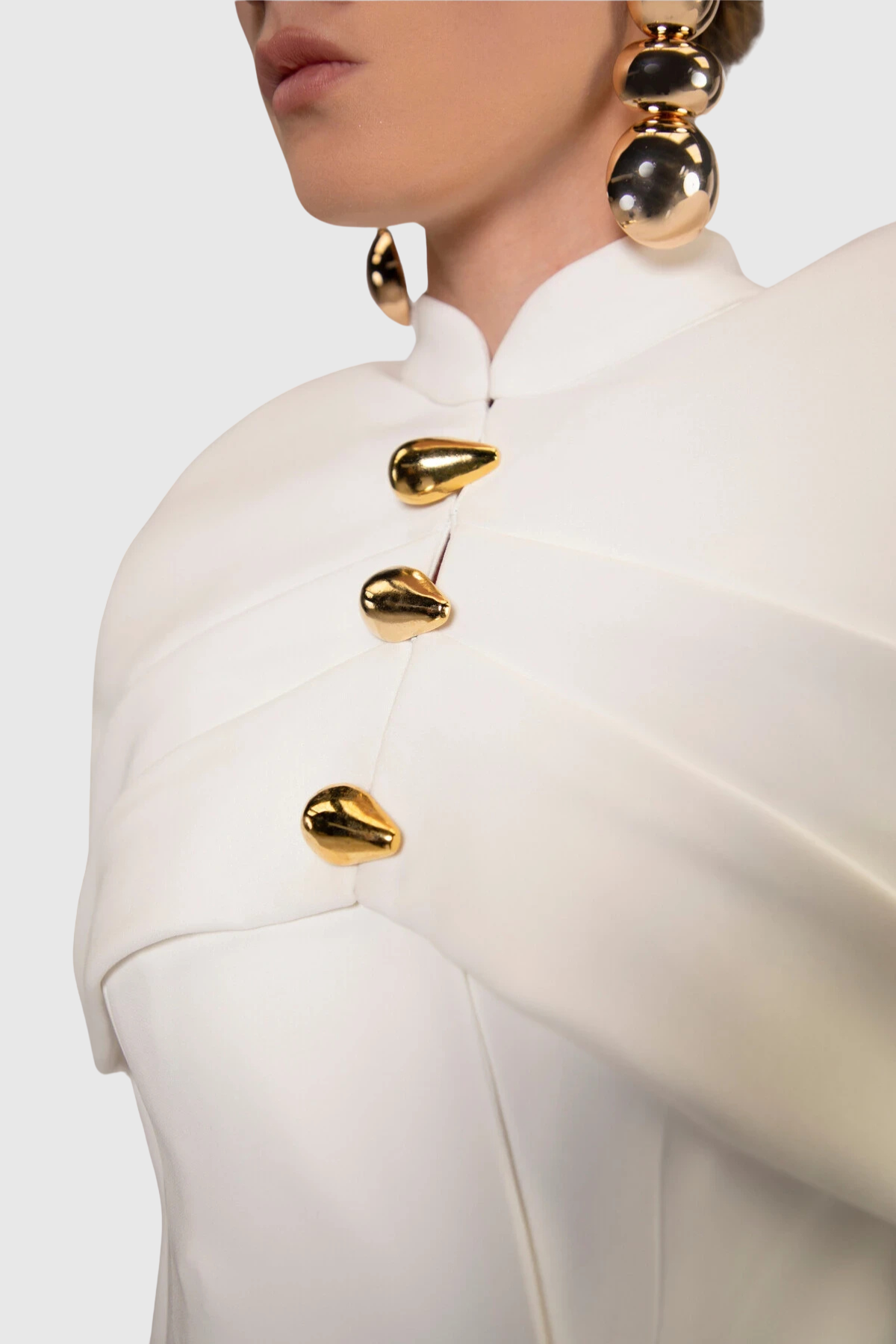 Suza Ruched Shawl Jacket - White