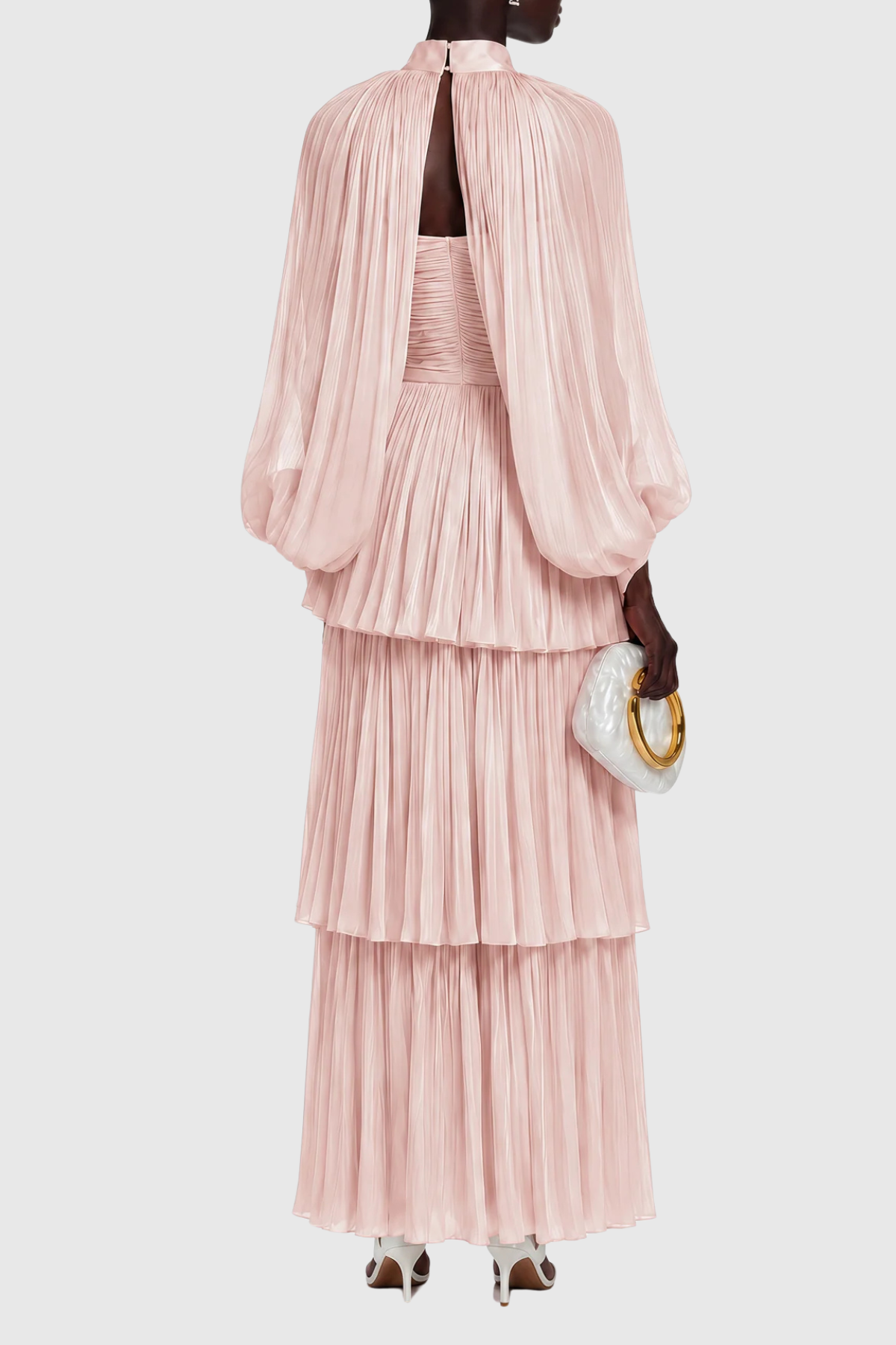 Suzaie Glossy Cape & Tiered Dress Set - Pink
