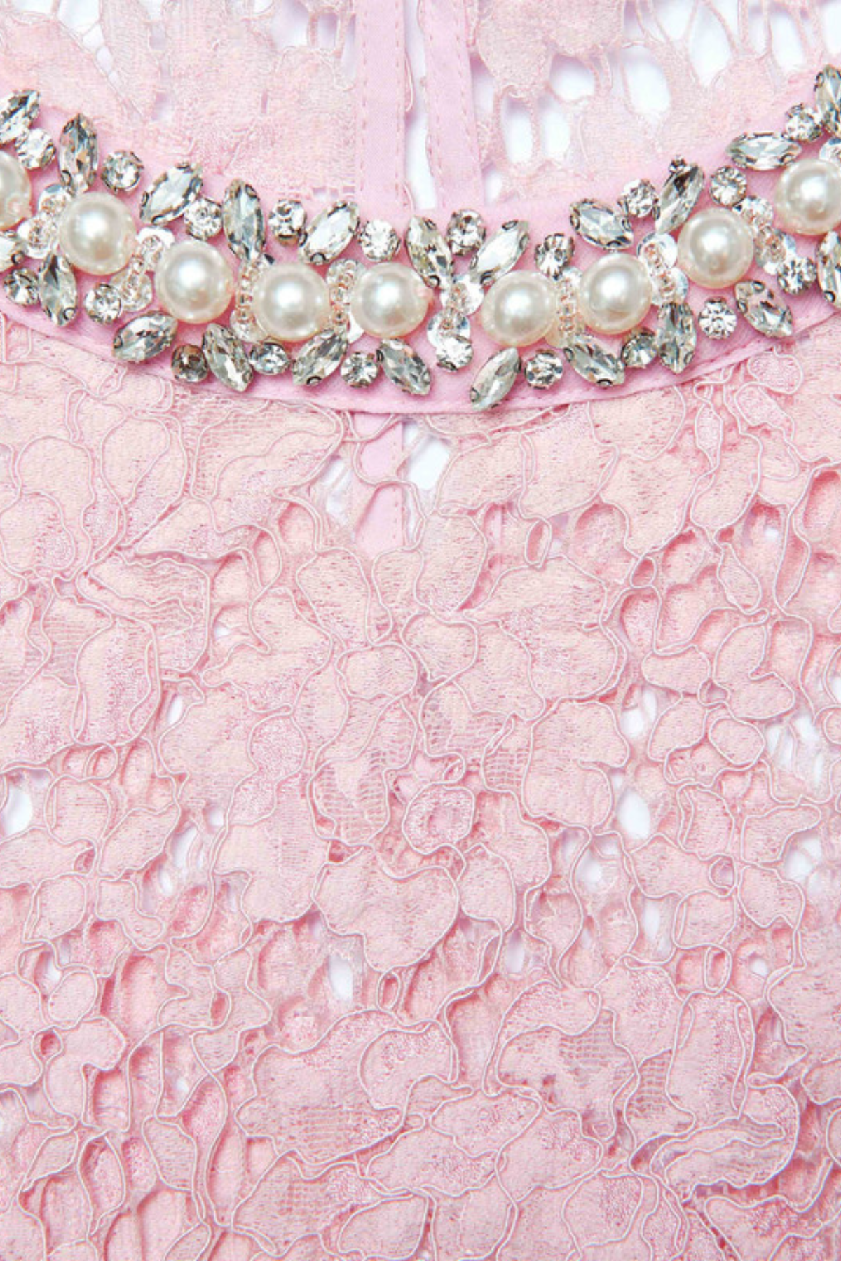 Synce Pearl Embellished Lace Top - Pink
