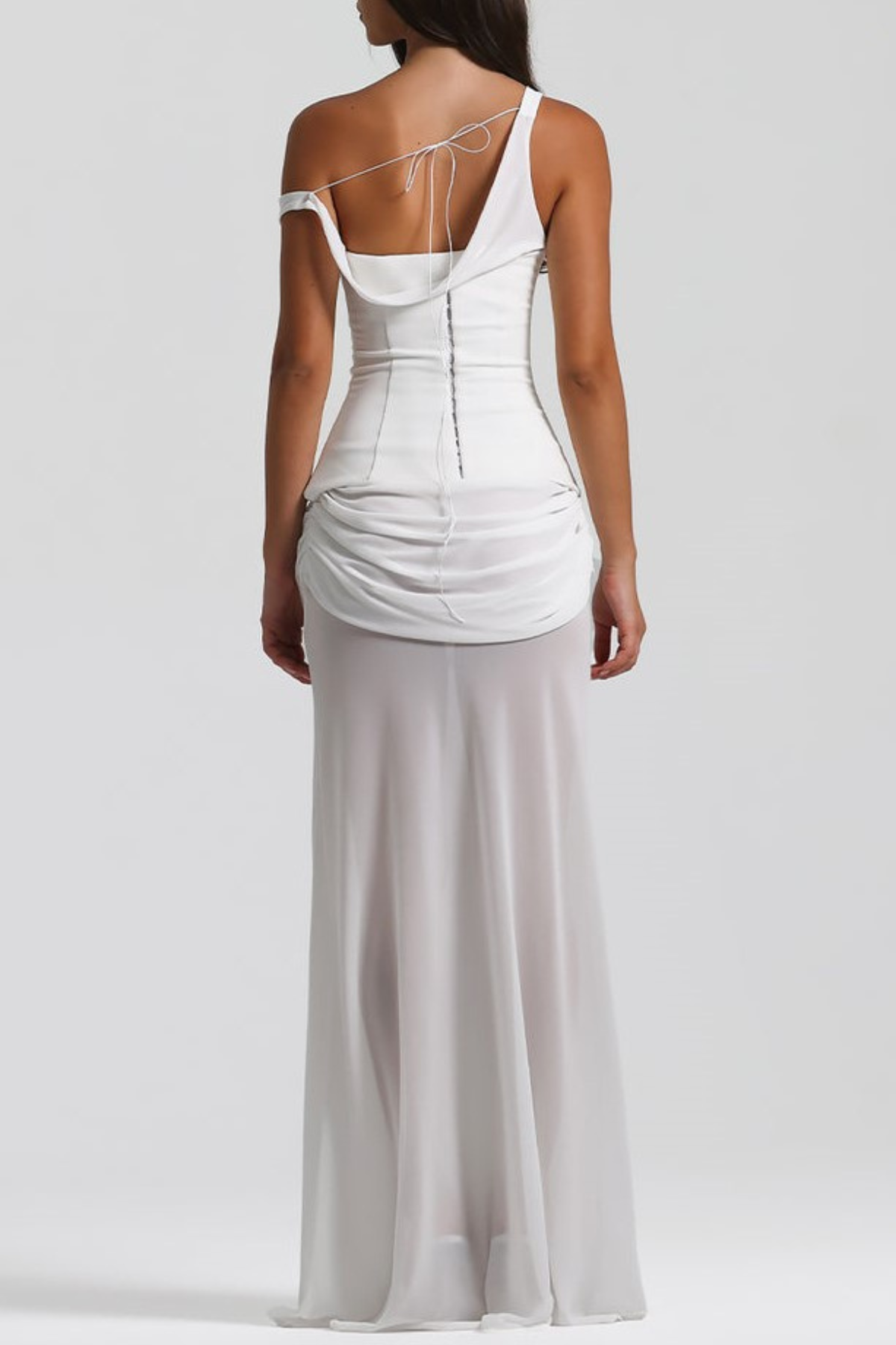 Tafari Off Shoulder Corset Ruched Maxi Dress - White