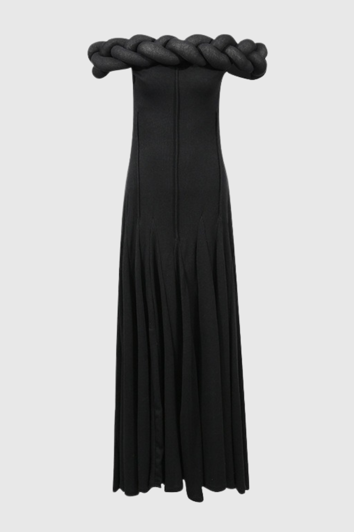 Esmere Off Shoulder Braid Knit Maxi Dress - Black