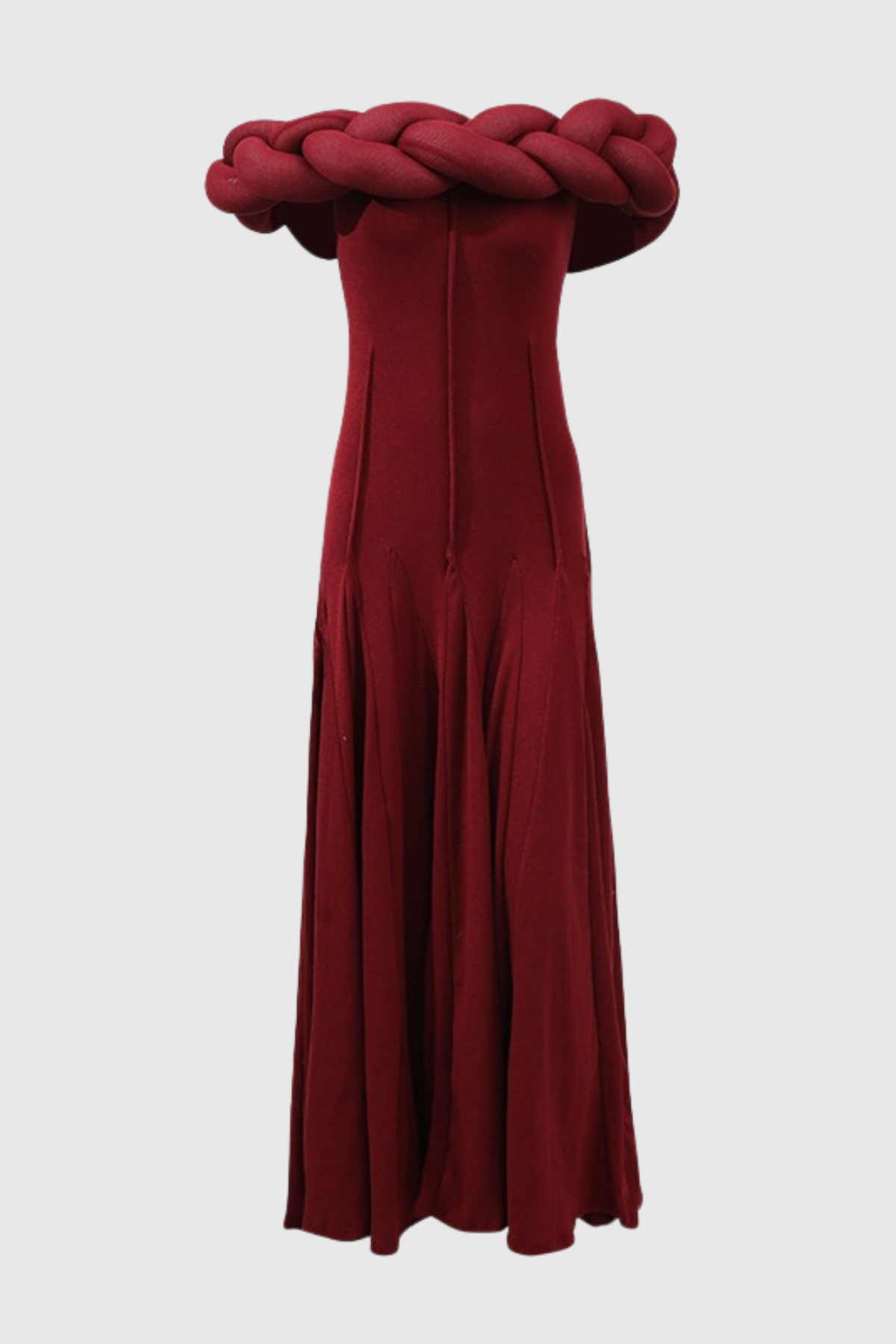 Esmere Off Shoulder Braid Knit Maxi Dress - Wine