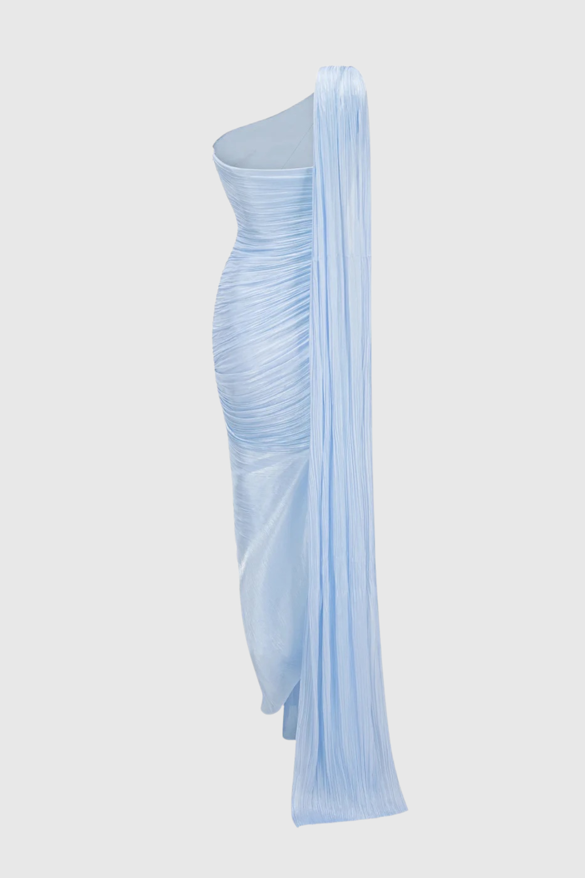 Thalassa One Shoulder Asymmetrical Pleated Maxi Dress - Blue