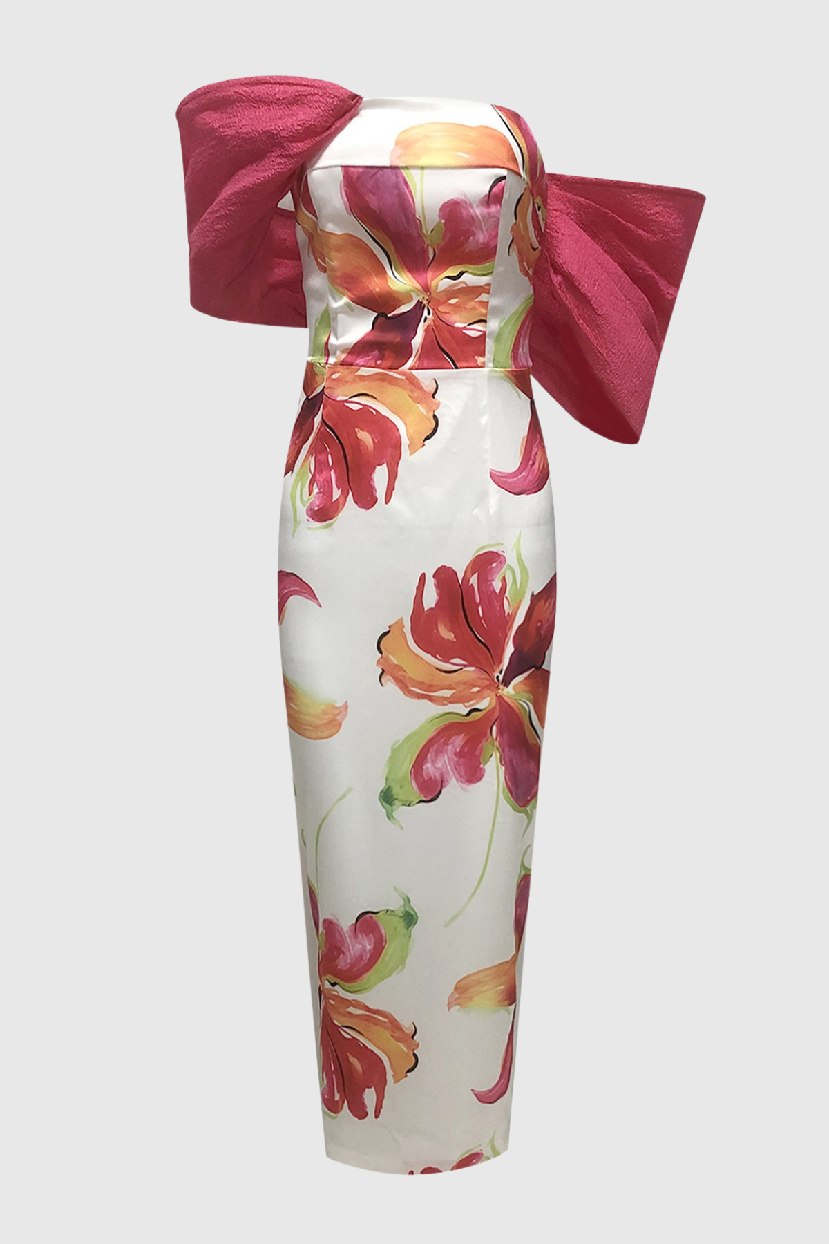 Thana Floral Print Off Shoulder Midi Dress