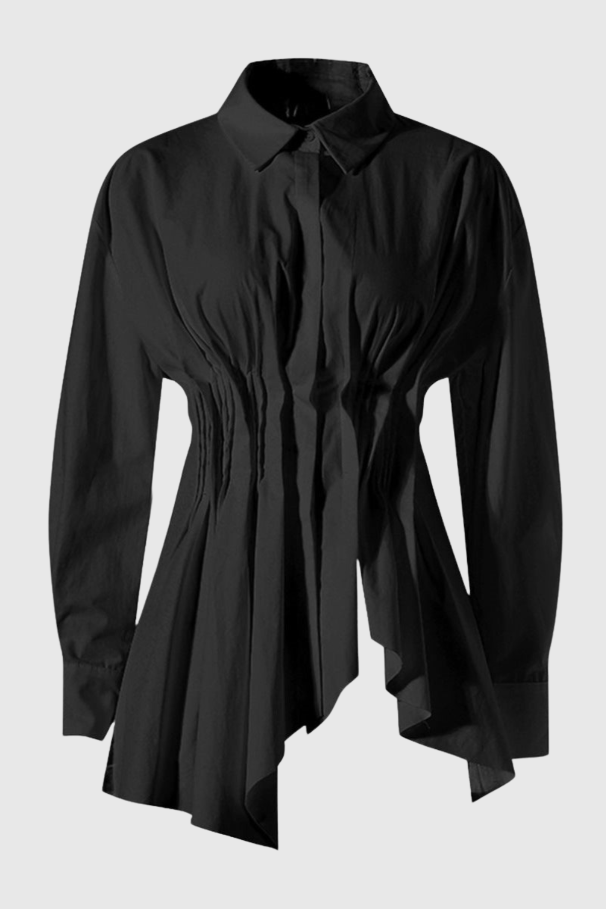 Tierna Cinch Pleated Shirt - Black
