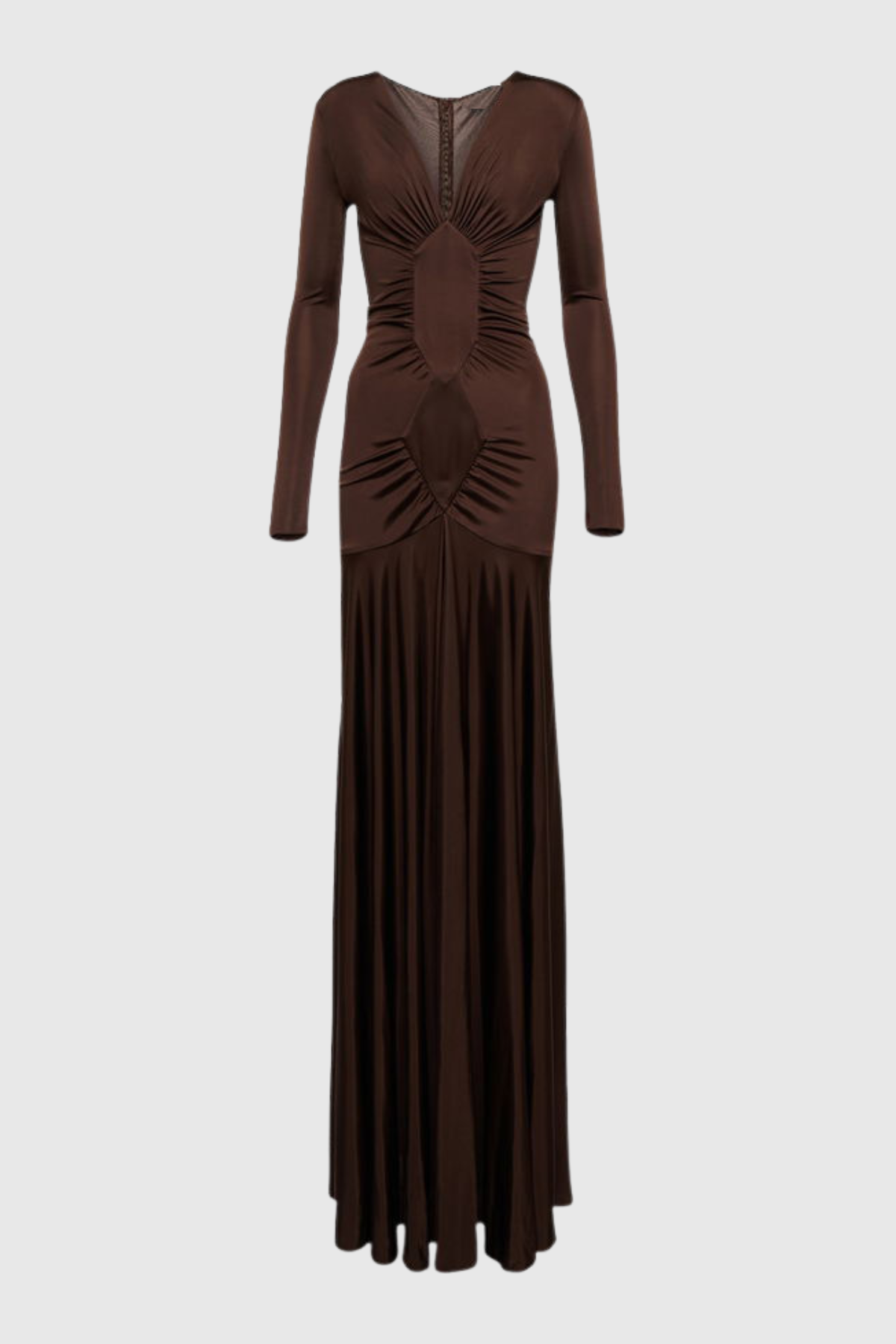 Tilly Ruched Maxi Dress - Brown