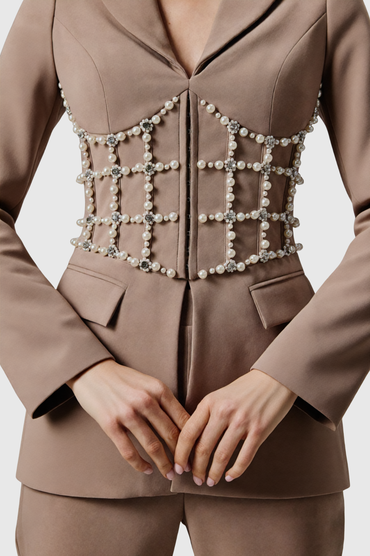 Toivo Pearl Embellished Bandage Blazer