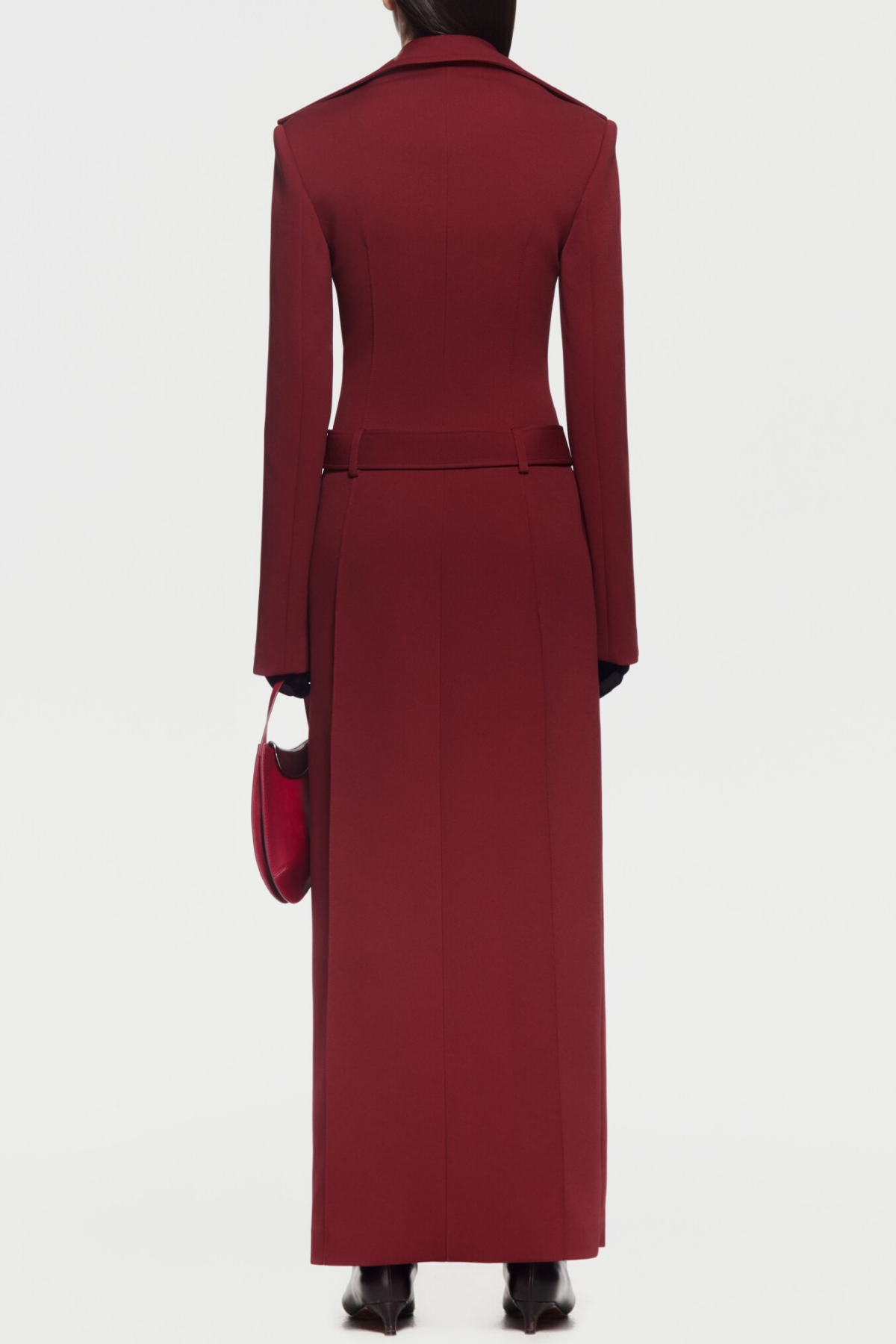 Tranya Metalic Embellished Strap Coat - Red