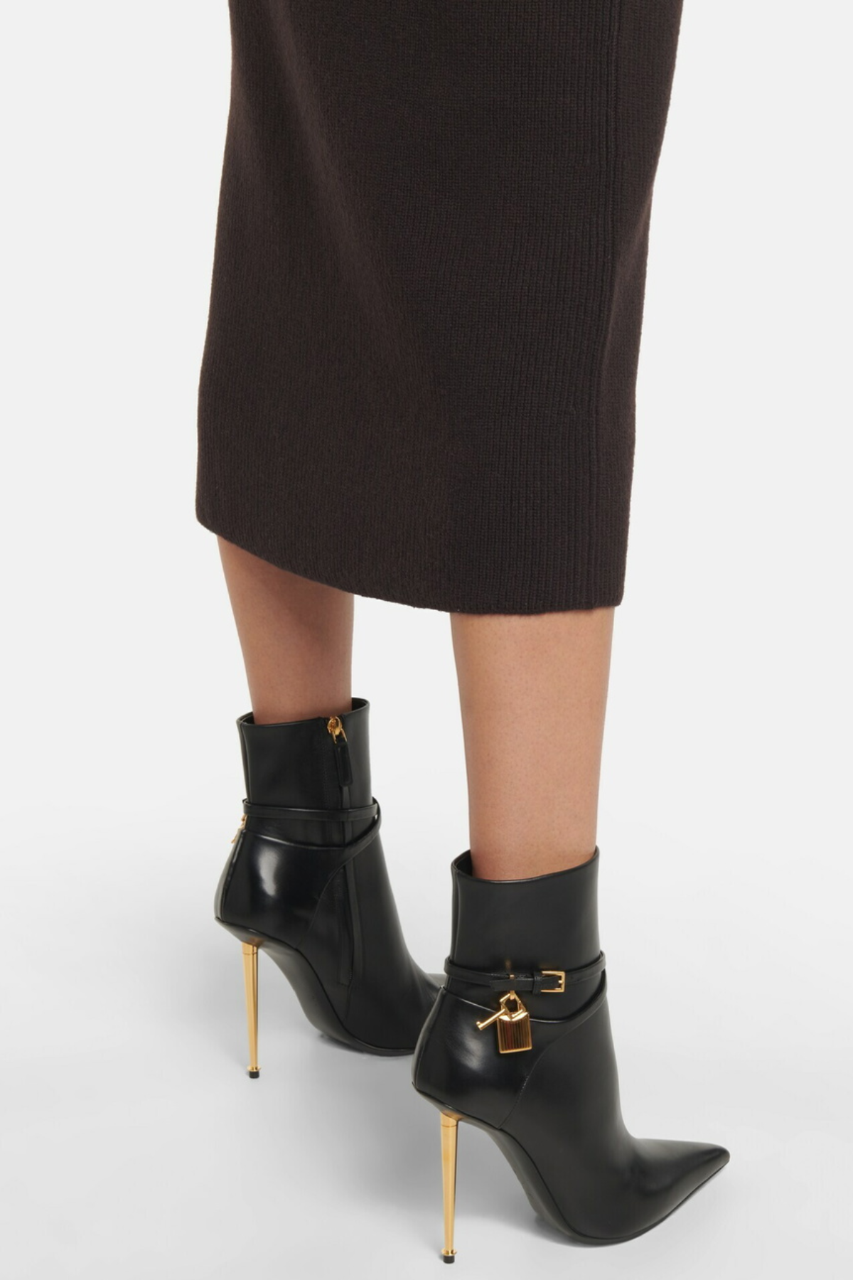 Trevoa Leather Padlock Ankle Boots - Black