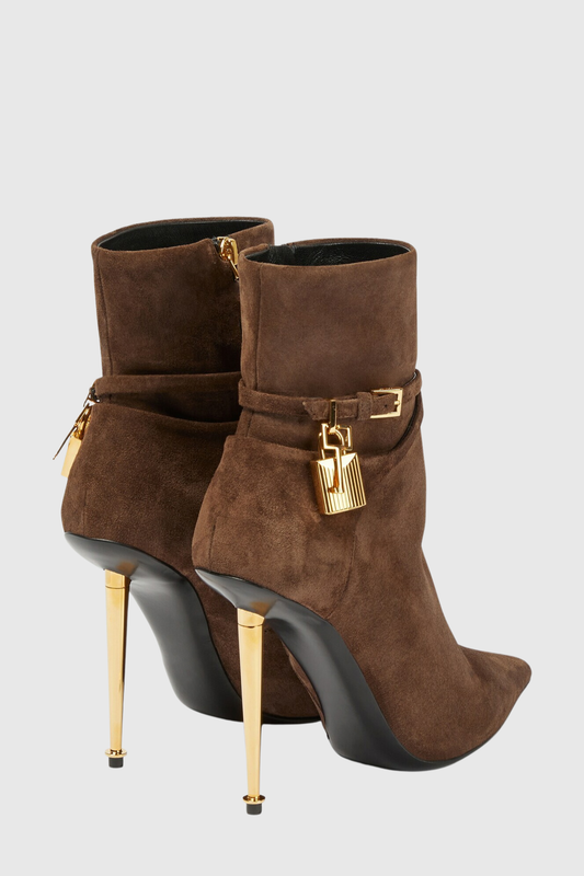 Trevoa Suede Padlock Ankle Boots - Brown