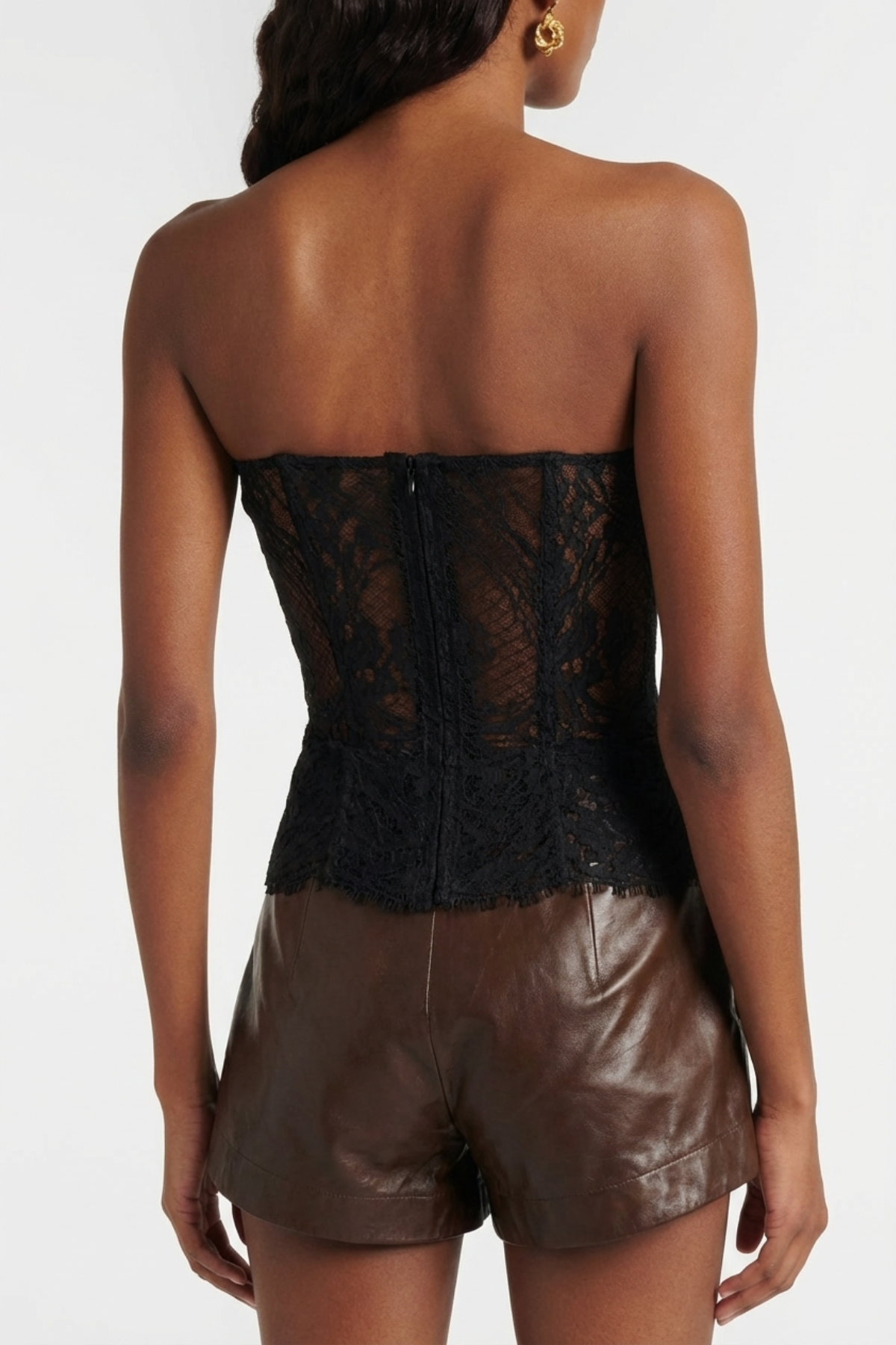 Trudya Floral Lace Corset - Black