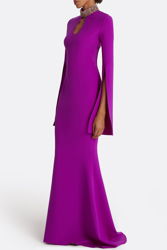 Tuliay Diamante Embellished Cutout Maxi Dress - Purple