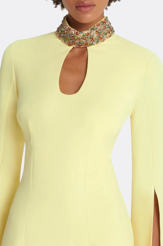 Tuliay Diamante Embellished Cutout Maxi Dress - Yellow