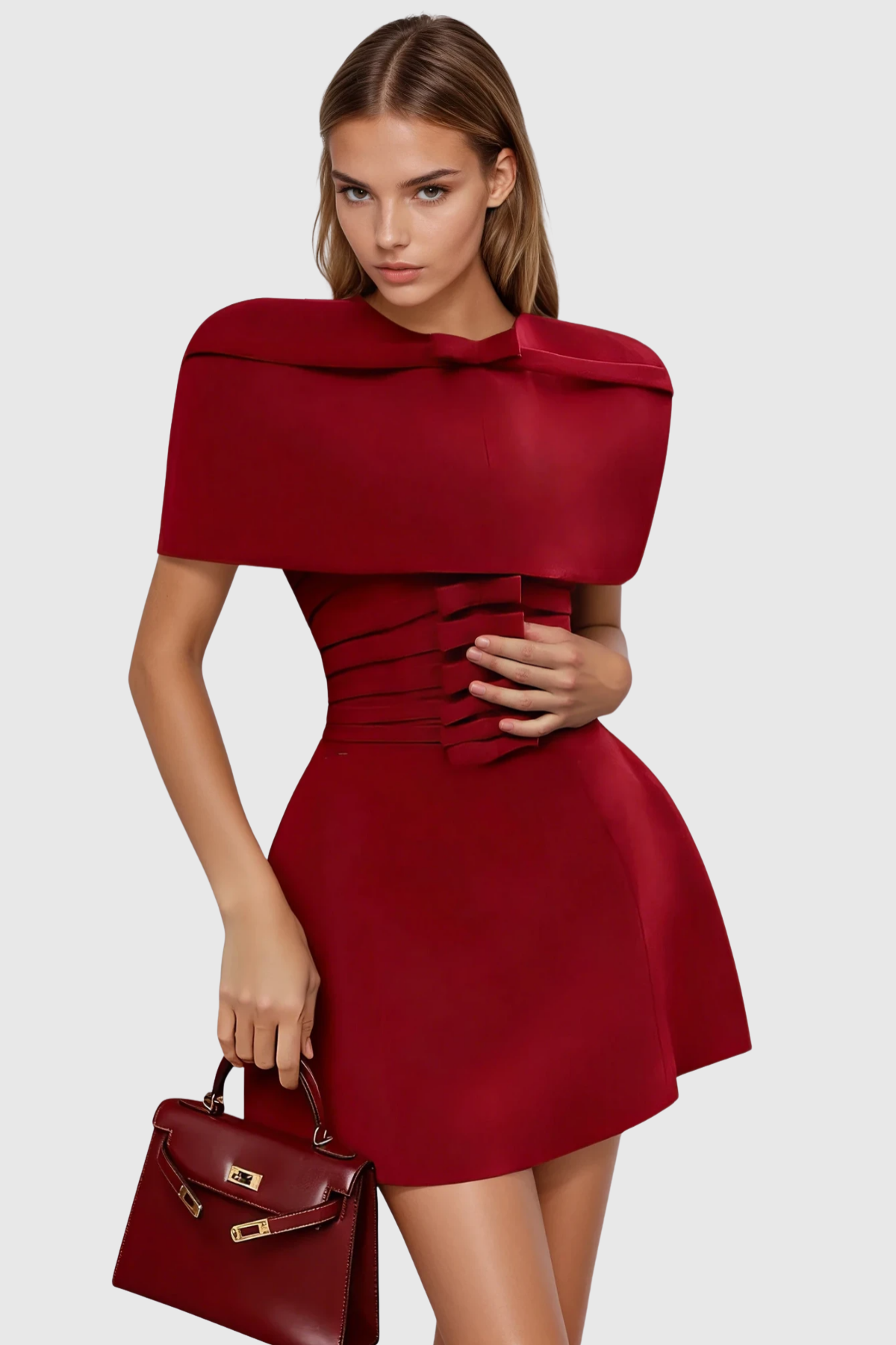 Uhtra Bow Shawl Embellished Mini Dress