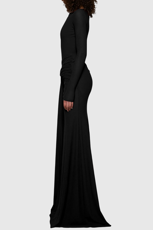 Valor Cutout Draped Maxi Dress - Black