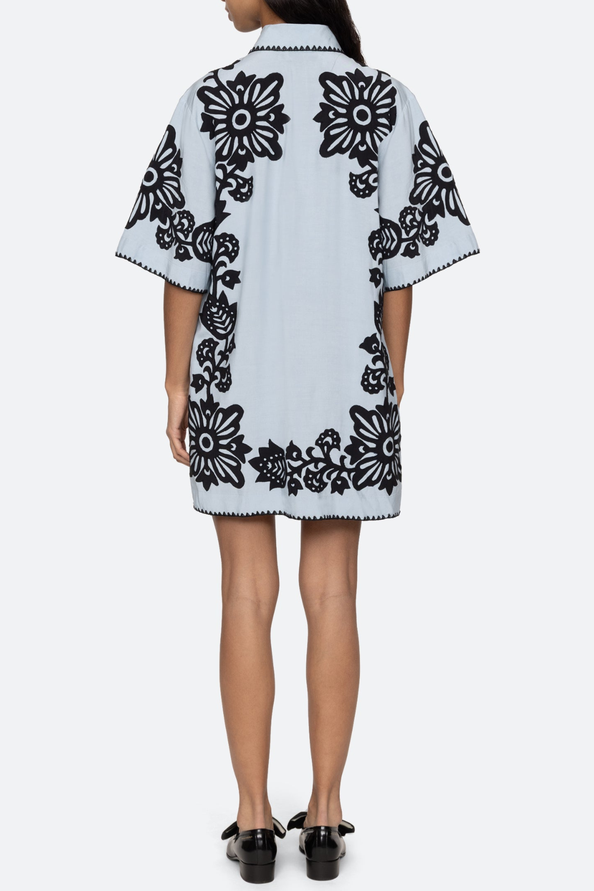 Vaugha Floral Mini Shirt Dress - Blue