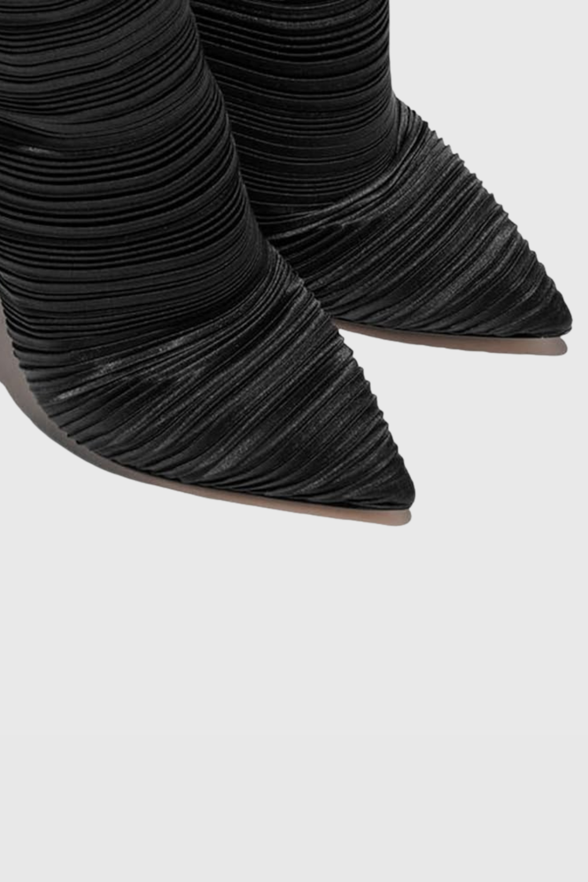 Veilsa Ribbed Velvet Over The Knee Boots - Black