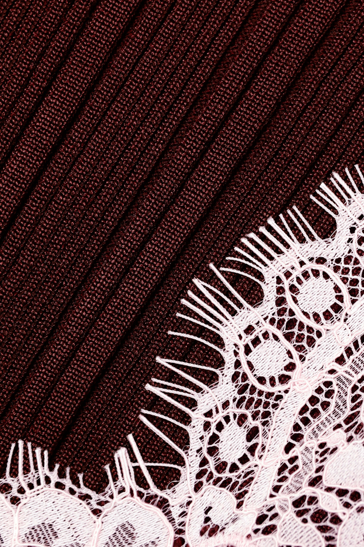 Verdad Lace Trim Knit Midi Dress - Wine