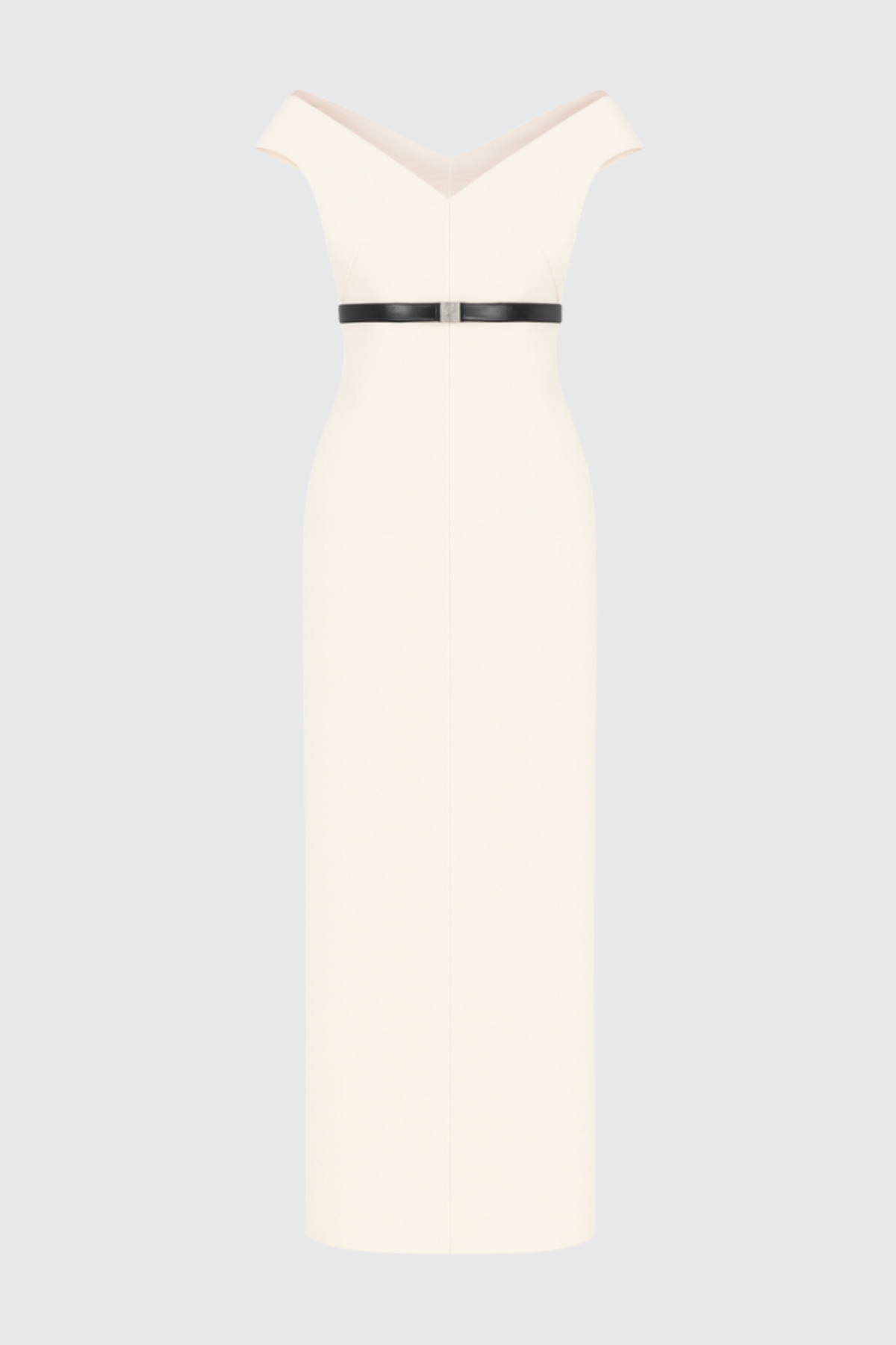 Vered Off Shoulder Belted Midi Dress - Beige