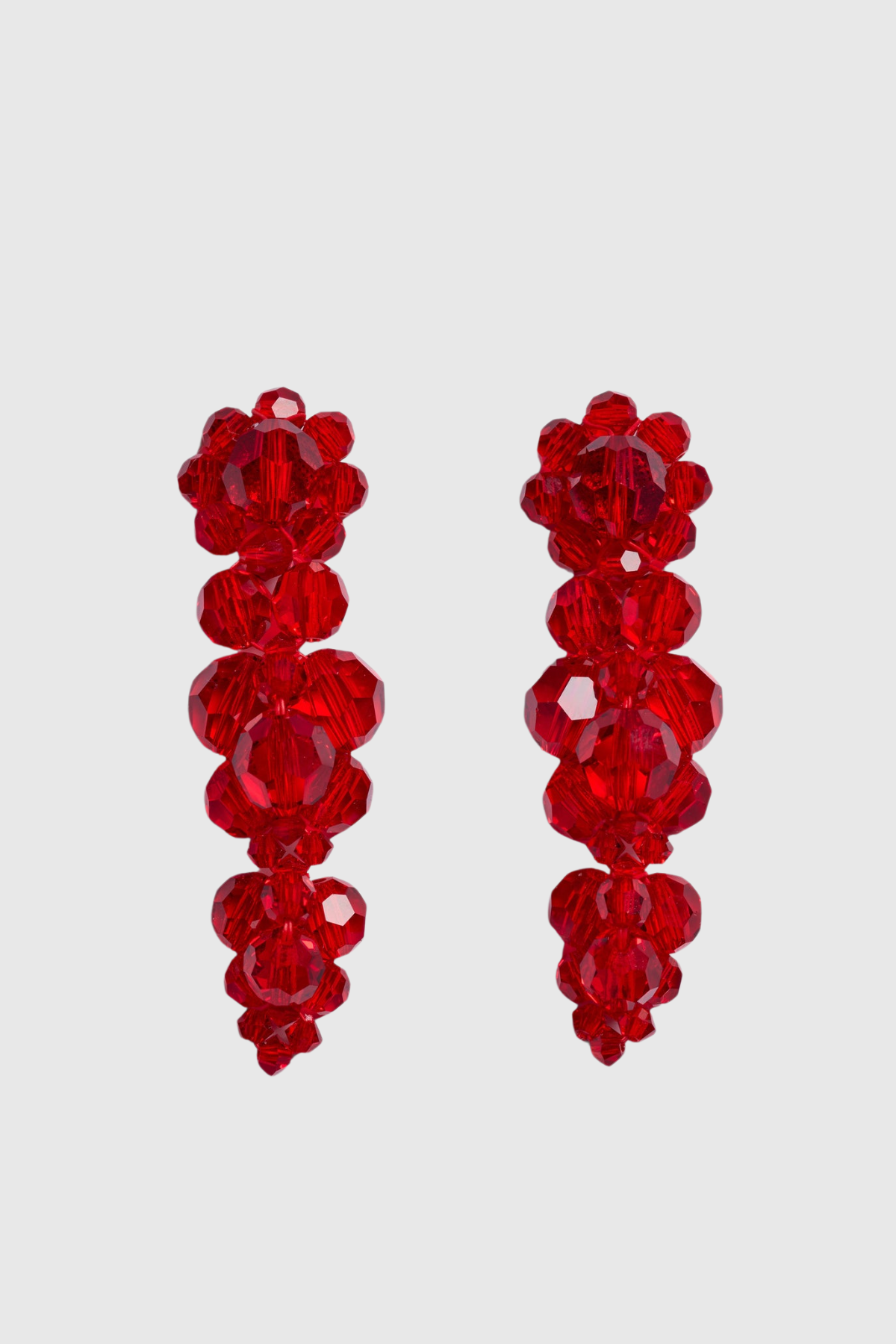 Vihoa Crystal Beaded Cluster Earrings - Red