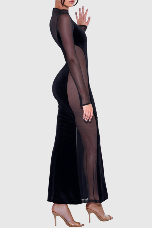 Wilbura Velvet Mesh Maxi Dress
