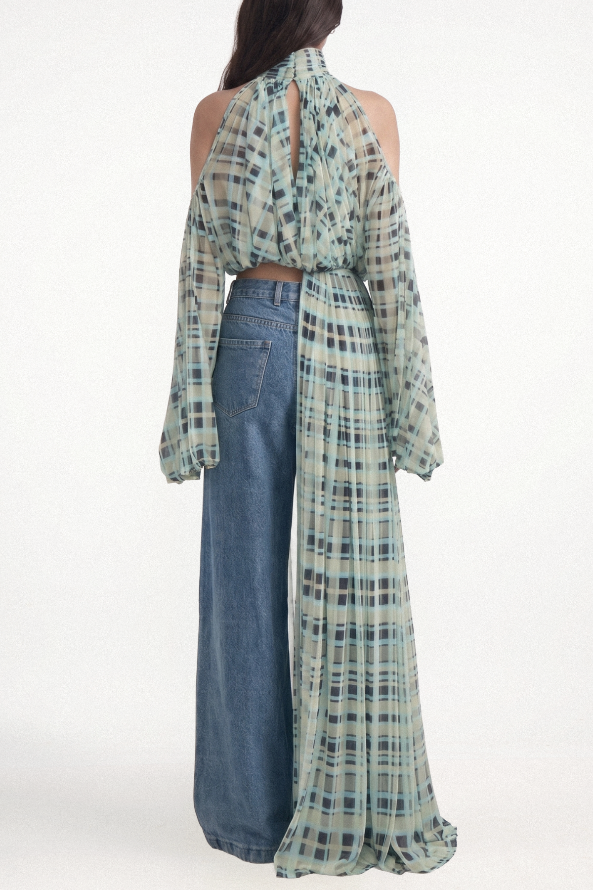 Wildera Plaid Draped Top