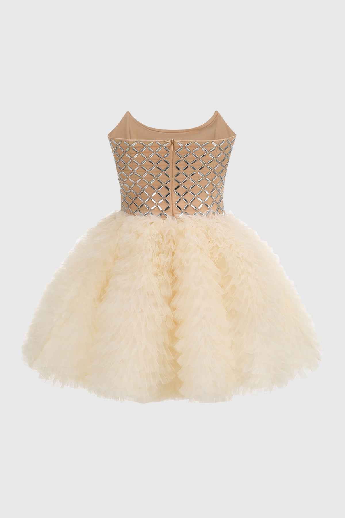 Wynna Strapless Crystal Puffy Mini Dress
