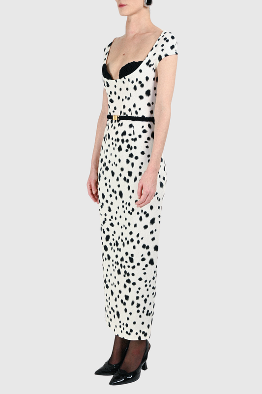 Xochita Dalmatian Belted Maxi Dress