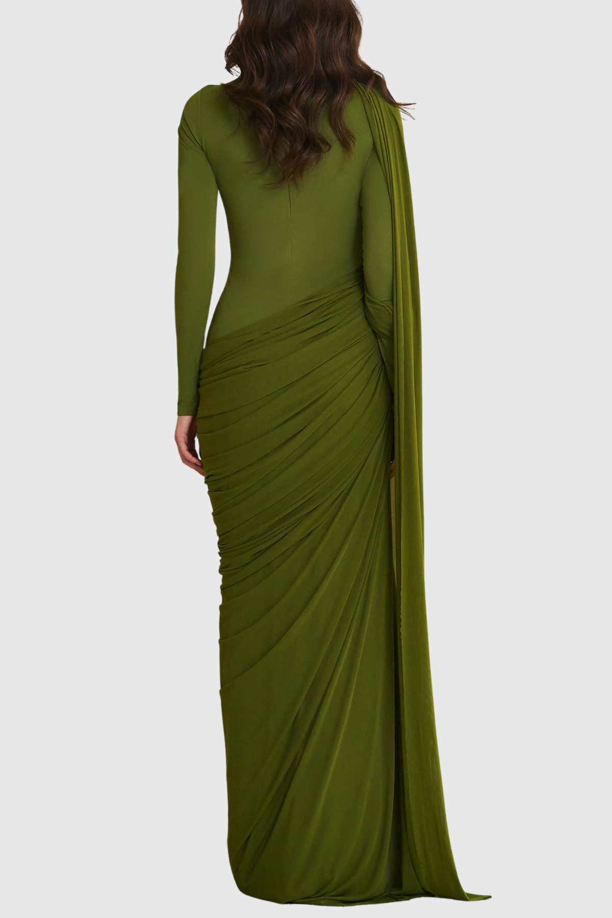 Ynao Asymmetrical Ribbon Draped Maxi Dress
