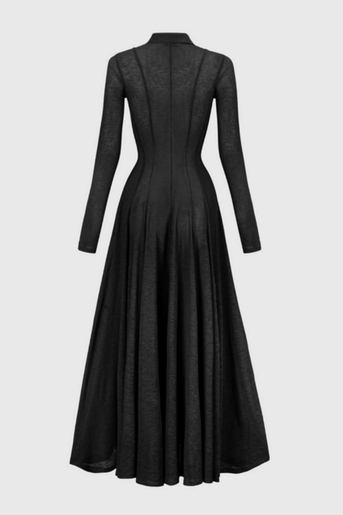 Zafira Long Sleeve Knit Maxi Dress - Black