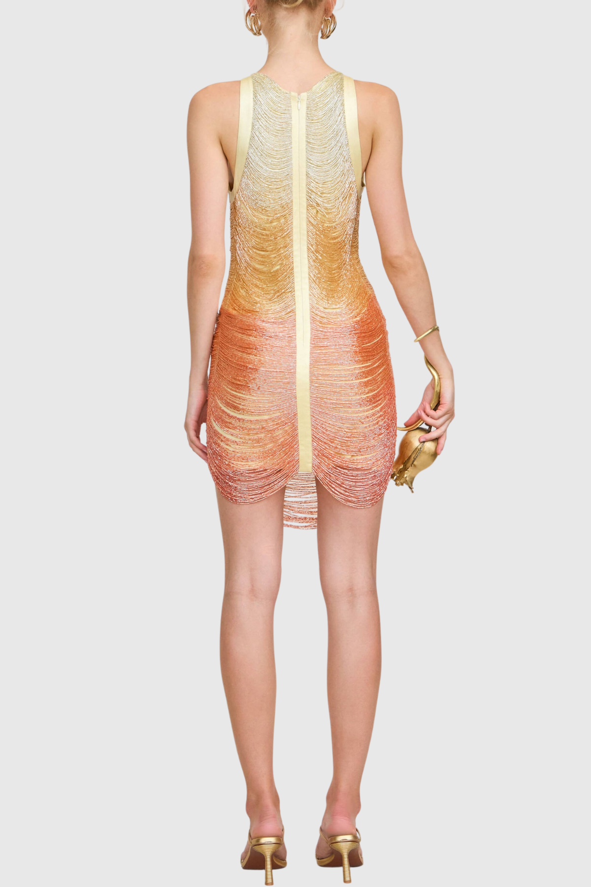 Zaina Sleeveless Gradient Fringe Mini Dress - Yellow