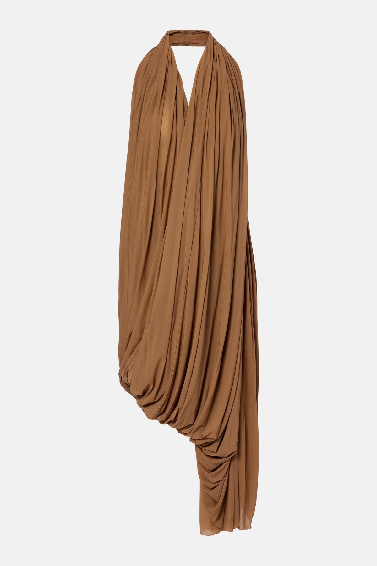 Zalan Halter Plunge Draped Midi Dress