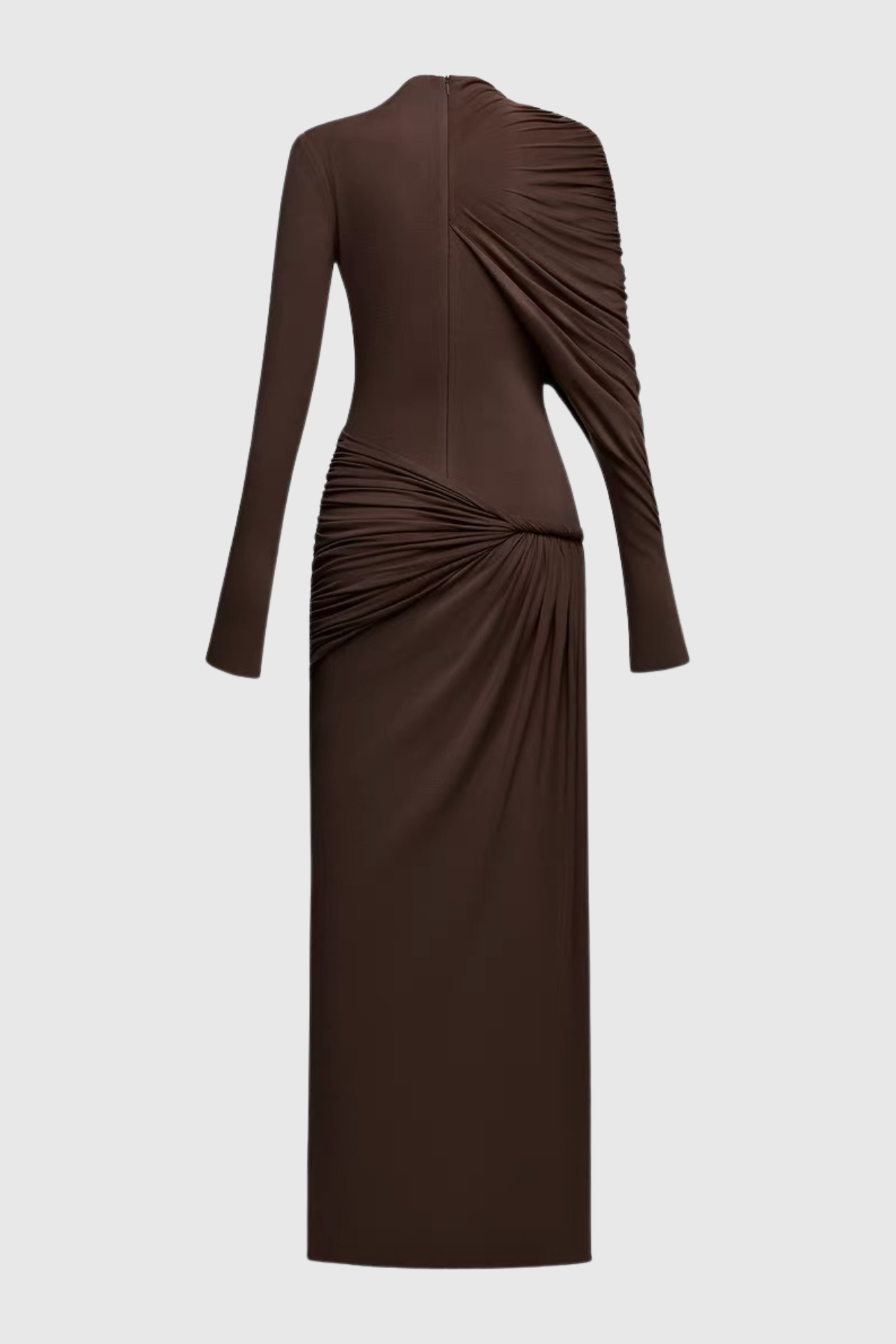 Zamir Asymmetric Ruched Maxi Dress - Brown