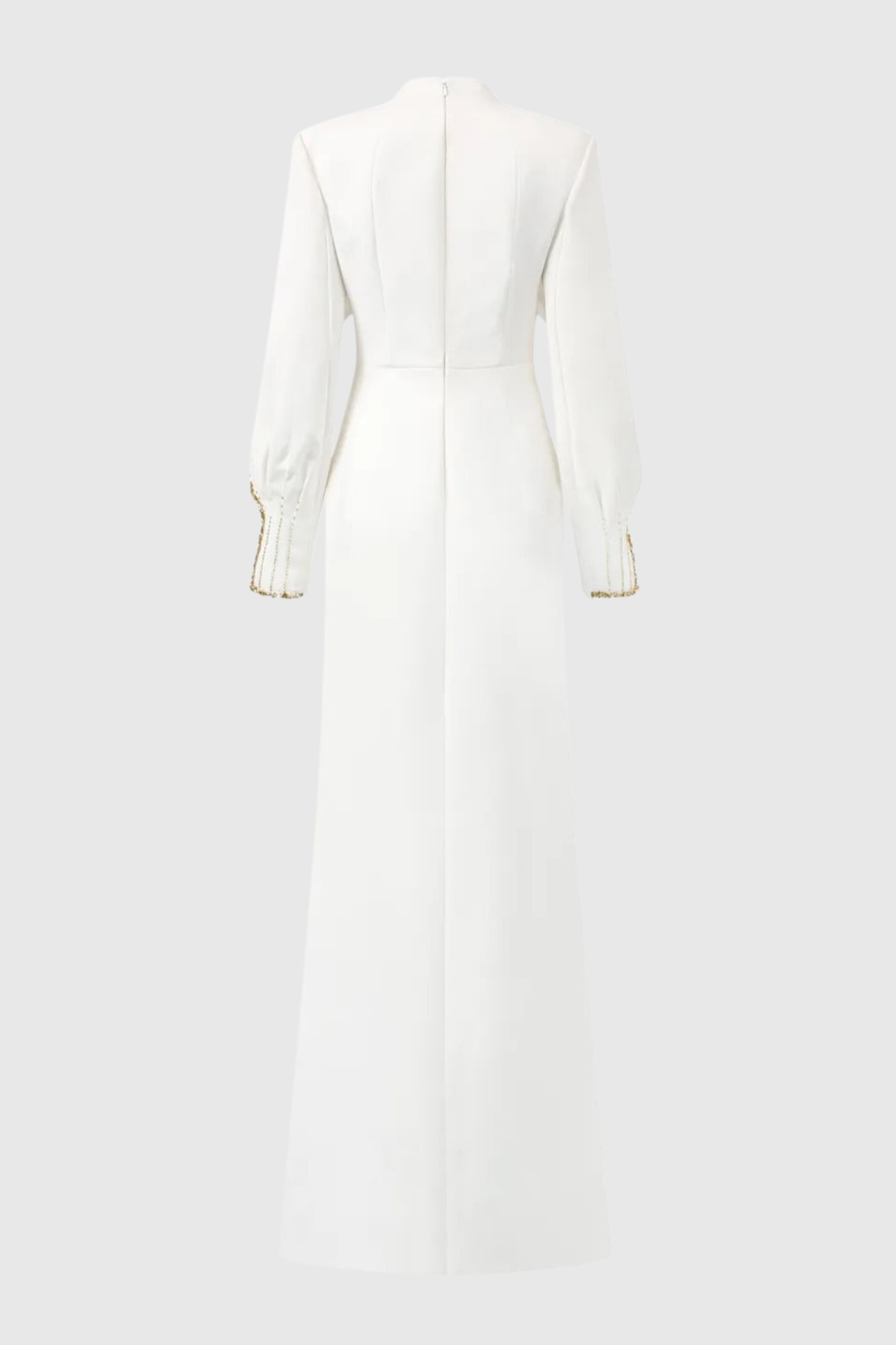 Zayne Crystal Embellished Cape Maxi Dress - White