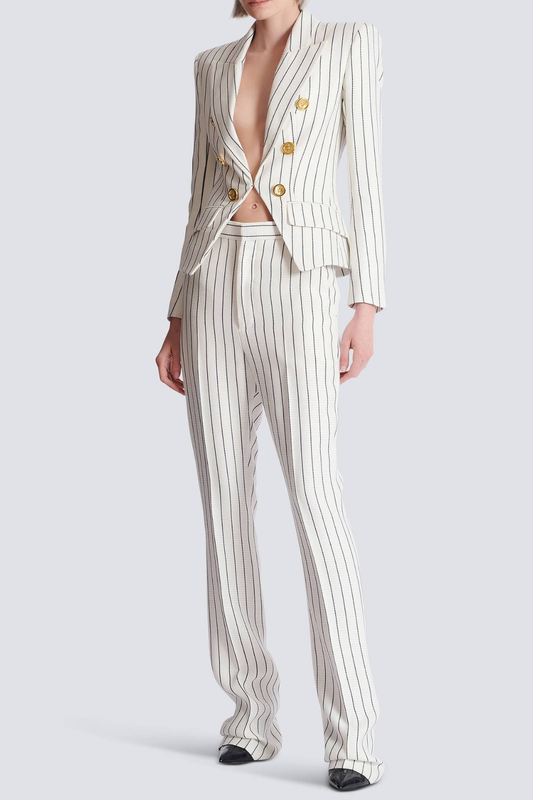 Zento Pinstripe Buttoned Blazer