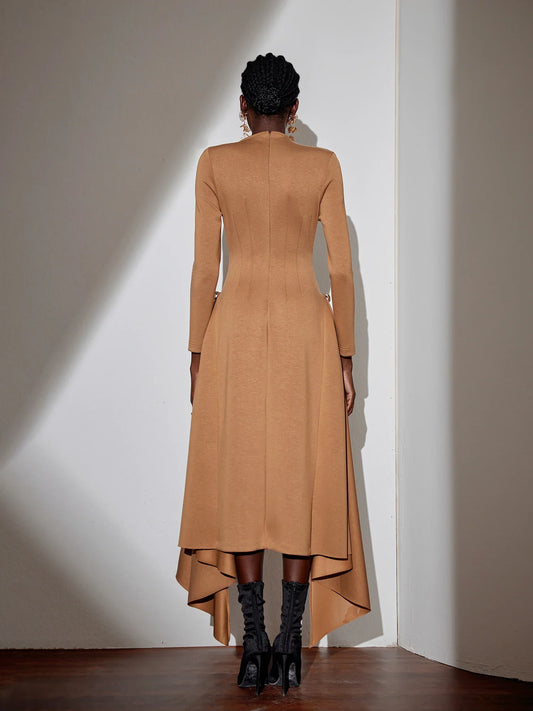 Asymmetric One-Shoulder Flowy Maxi Dress