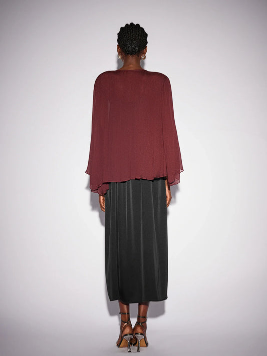 Black Inner Midi Dress with Mesh Outerwear
